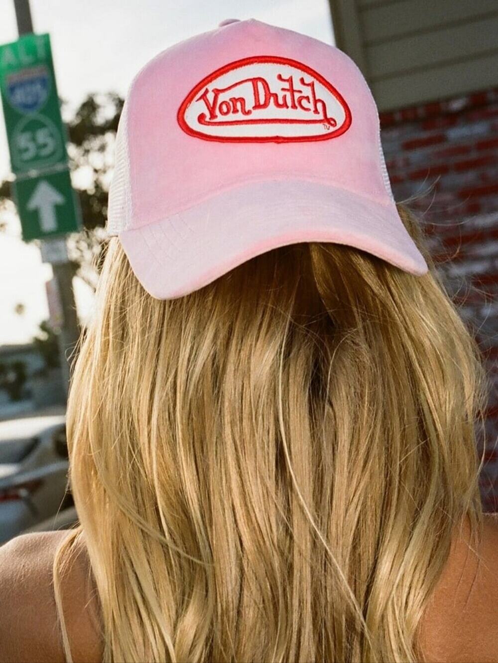 Von Dutch Pink Velvet Trucker SnapBack Hat NWT